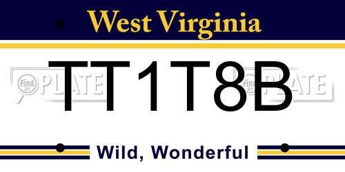 TT1T8B West Virginia License Plate