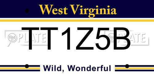 TT1Z5B West Virginia License Plate