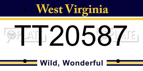 TT20587 West Virginia License Plate