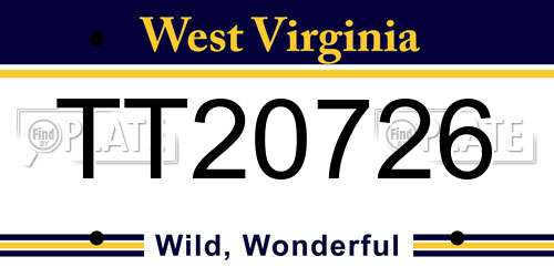 TT20726 West Virginia License Plate