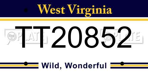 TT20852 West Virginia License Plate
