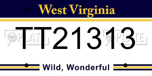 TT21313 West Virginia License Plate