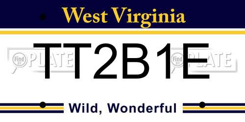 TT2B1E West Virginia License Plate