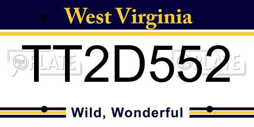TT2D552 West Virginia License Plate