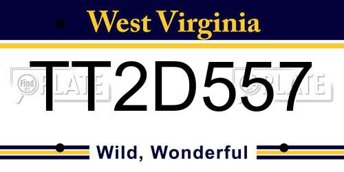TT2D557 West Virginia License Plate