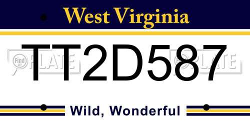 TT2D587 West Virginia License Plate
