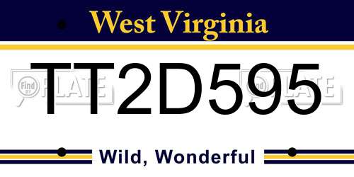 TT2D595 West Virginia License Plate