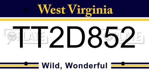 TT2D852 West Virginia License Plate