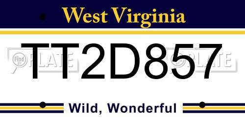 TT2D857 West Virginia License Plate