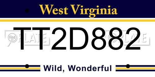 TT2D882 West Virginia License Plate