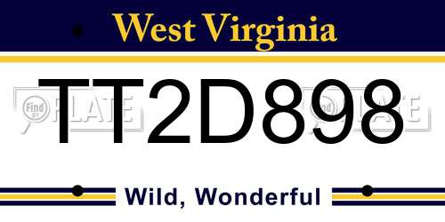 TT2D898 West Virginia License Plate