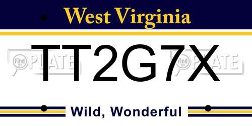 TT2G7X West Virginia License Plate