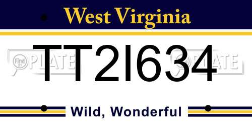 TT2I634 West Virginia License Plate