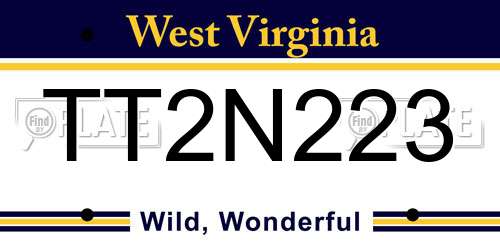 TT2N223 West Virginia License Plate