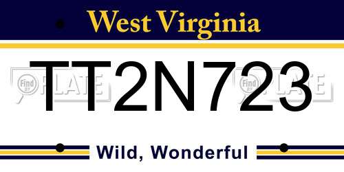 TT2N723 West Virginia License Plate
