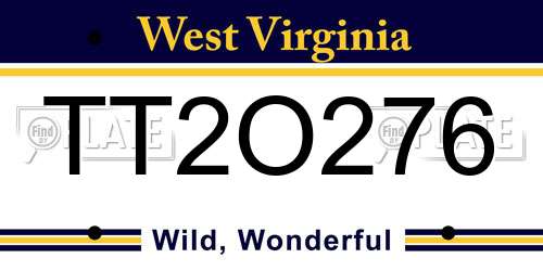 TT2O276 West Virginia License Plate