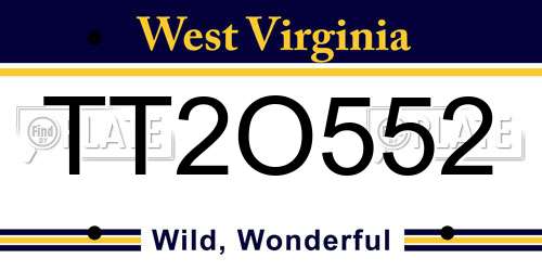 TT2O552 West Virginia License Plate