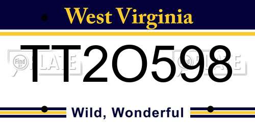 TT2O598 West Virginia License Plate