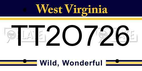 TT2O726 West Virginia License Plate