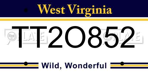 TT2O852 West Virginia License Plate