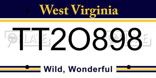 TT2O898 West Virginia License Plate