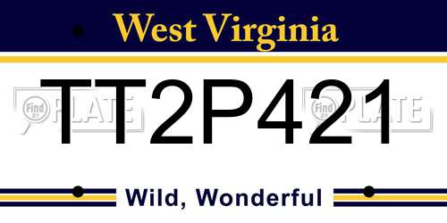 TT2P421 West Virginia License Plate