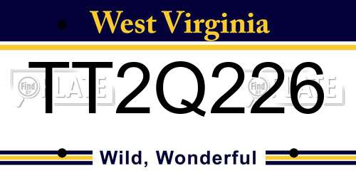 TT2Q226 West Virginia License Plate