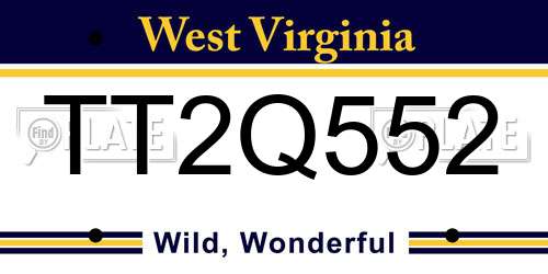 TT2Q552 West Virginia License Plate