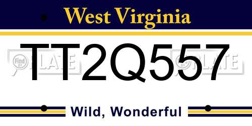 TT2Q557 West Virginia License Plate