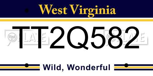 TT2Q582 West Virginia License Plate