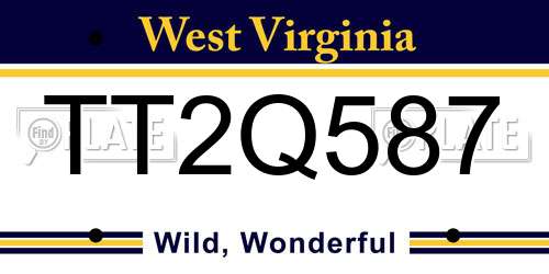 TT2Q587 West Virginia License Plate