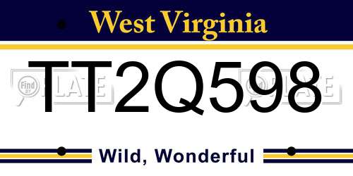 TT2Q598 West Virginia License Plate
