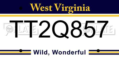 TT2Q857 West Virginia License Plate