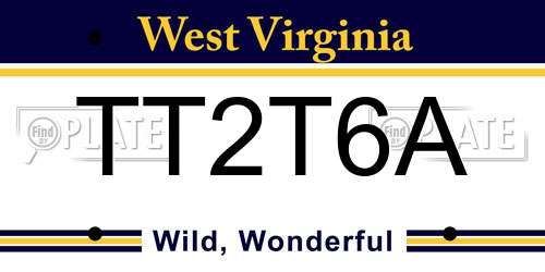 TT2T6A West Virginia License Plate