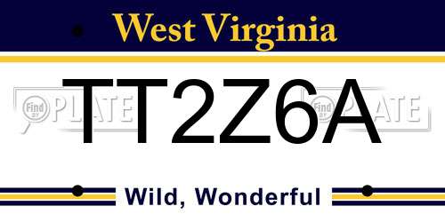 TT2Z6A West Virginia License Plate