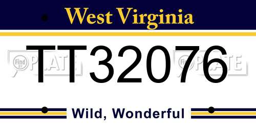 TT32076 West Virginia License Plate
