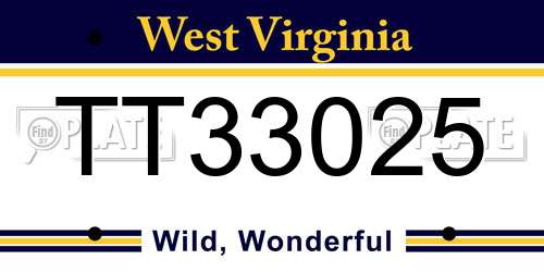 TT33025 West Virginia License Plate