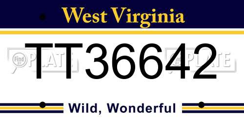TT36642 West Virginia License Plate