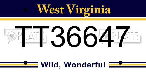 TT36647 West Virginia License Plate