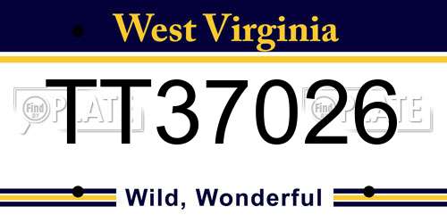 TT37026 West Virginia License Plate