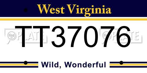TT37076 West Virginia License Plate