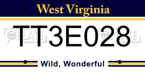 TT3E028 West Virginia License Plate