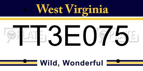 TT3E075 West Virginia License Plate