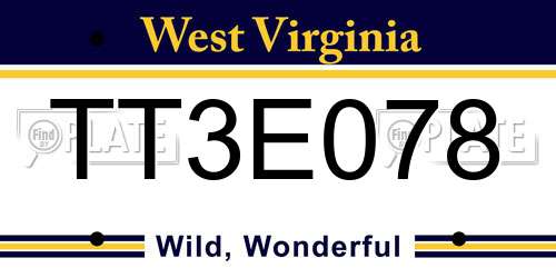TT3E078 West Virginia License Plate