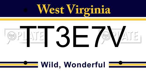 TT3E7V West Virginia License Plate