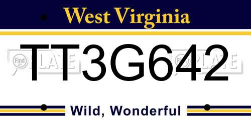 TT3G642 West Virginia License Plate