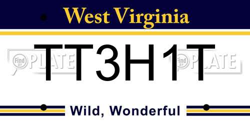 TT3H1T West Virginia License Plate