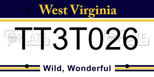 TT3T026 West Virginia License Plate