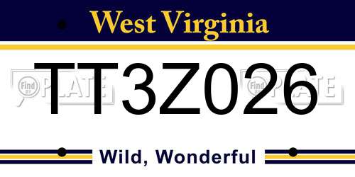 TT3Z026 West Virginia License Plate