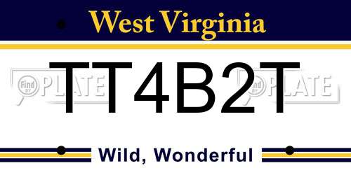 TT4B2T West Virginia License Plate